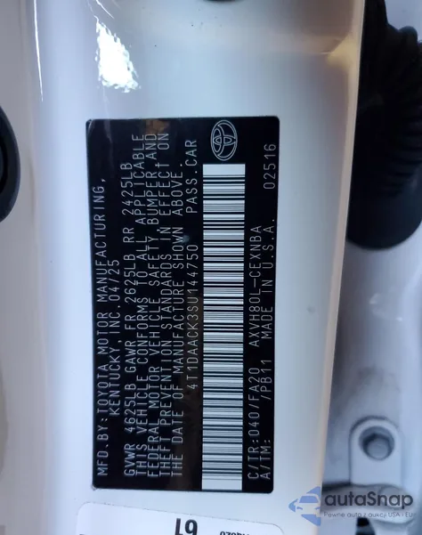 2025 Toyota Camry Xse z USA, uszkodzony, nr VIN 4T1DAACK3SU144750